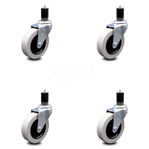 3 Inch Thermoplastic Rubber Wheel 1-5/8 Inch Expanding Stem Caster SCC, 4PK
